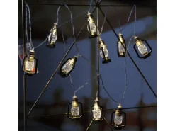 Marelida LED Lichterkette Mini Laternen Dekogirlande 10 Schwarze Sturmlaternen L  1,8m