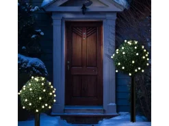 Marelida LED Solar Lichterkette Berry Cherry 30 Weiße Kugeln Bälle 8 Modi 4,5m Sensor