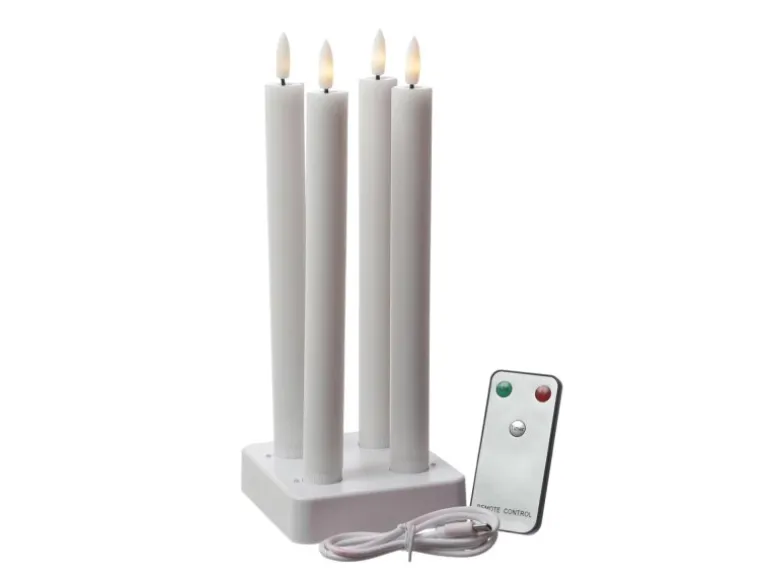 Marelida LED Stabkerzen LISA Tafelkerzen Dinnerkerzen Wiederaufladbar Weiß 4er Set