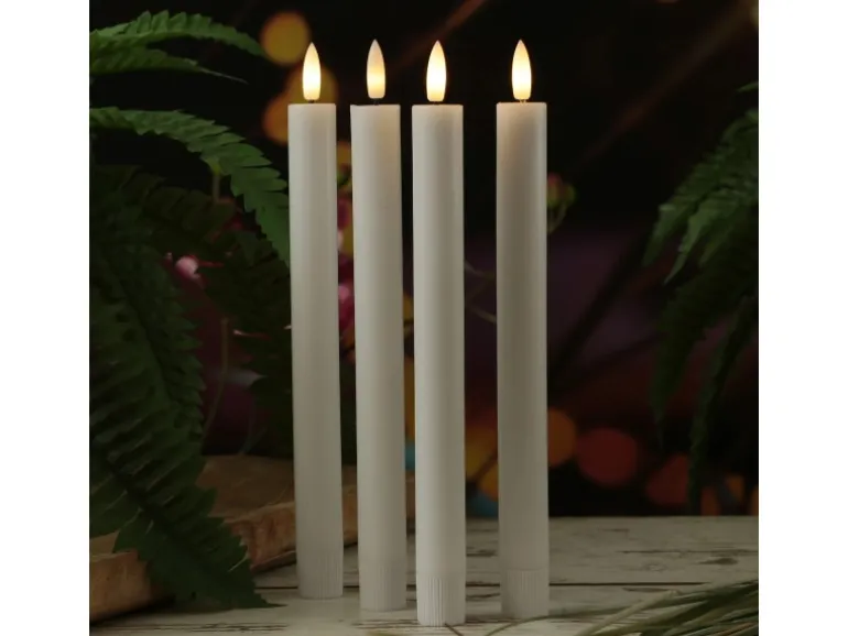 Marelida LED Stabkerzen LISA Tafelkerzen Dinnerkerzen Wiederaufladbar Weiß 4er Set