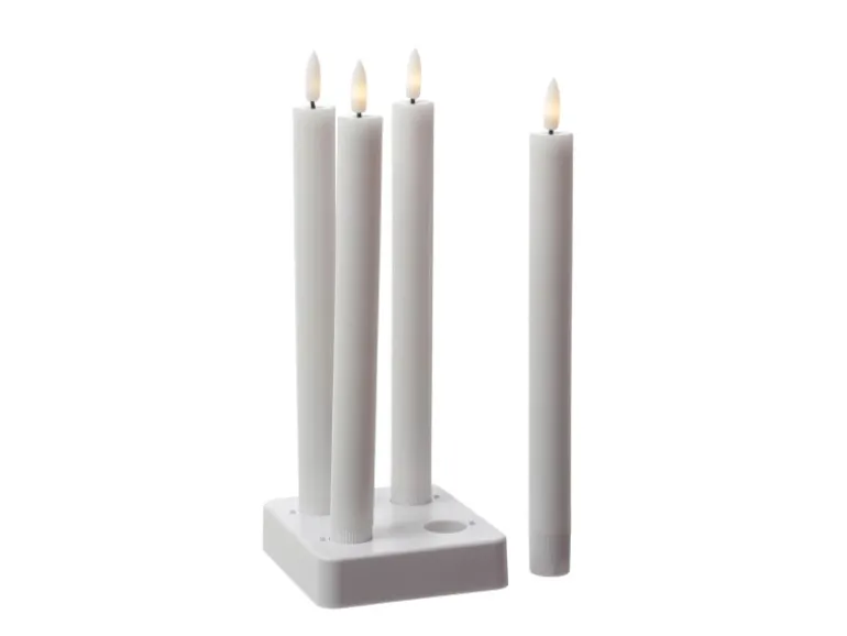 Marelida LED Stabkerzen LISA Tafelkerzen Dinnerkerzen Wiederaufladbar Weiß 4er Set