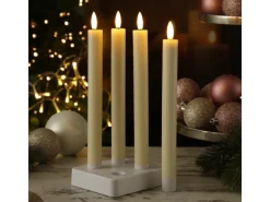 Marelida LED Stabkerzen LISA Tafelkerzen Dinnerkerzen Wiederaufladbar Creme 4er Set