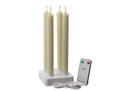 Marelida LED Stabkerzen LISA Tafelkerzen Dinnerkerzen Wiederaufladbar Creme 4er Set