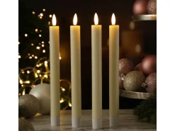 Marelida LED Stabkerzen LISA Tafelkerzen Dinnerkerzen Wiederaufladbar Creme 4er Set