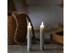 Marelida LED Stabkerzen Tafelkerzen Spitzkerzen Echtwachs Rustik Optik H  15cm Weiß 2St