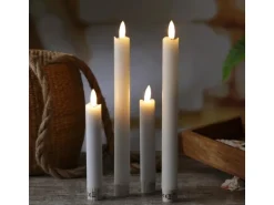Marelida LED Stabkerzen Tafelkerzen Spitzkerzen Echtwachs Rustik Optik H  15cm Weiß 2St