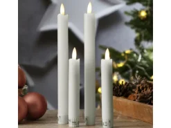 Marelida LED Stabkerzen Tafelkerzen Spitzkerzen Echtwachs Rustik Optik H  15cm Weiß 2St