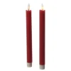 Marelida LED Stabkerzen Tafelkerzen Spitzkerzen Echtwachs Rustik Optik H  24,5cm Rot 2St