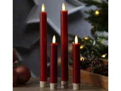 Marelida LED Stabkerzen Tafelkerzen Spitzkerzen Echtwachs Rustik Optik H 24,5cm Rot 2St
