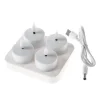 Marelida LED Teelichter 4 Stück Mit Ladestation USB Wiederaufladbar D  4cm Flackernd Weiß