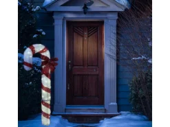 Marelida LED Zuckerstange Mit Schleife XXL Gartendeko Weihnachtsdeko 1,5m Timer Für Außen