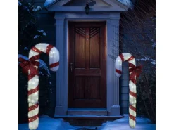 Marelida LED Zuckerstange Mit Schleife XXL Gartendeko Weihnachtsdeko 1,5m Timer Für Außen