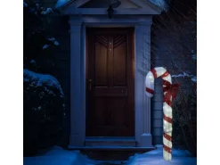 Marelida LED Zuckerstange Mit Schleife XL Gartendeko Weihnachtsdeko 1,2m Timer Für Außen