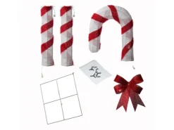 Marelida LED Zuckerstange Mit Schleife XL Gartendeko Weihnachtsdeko 1,2m Timer Für Außen