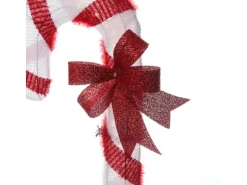 Marelida LED Zuckerstange Mit Schleife XL Gartendeko Weihnachtsdeko 1,2m Timer Für Außen