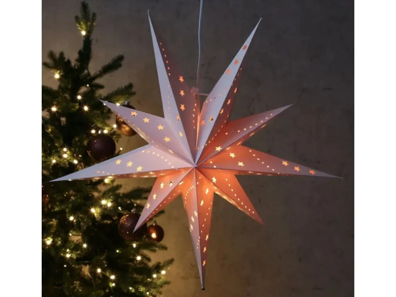 Marelida Papierstern Emma Weihnachtsstern Faltstern Leuchtstern D 58cm Inkl Kabel Weiß