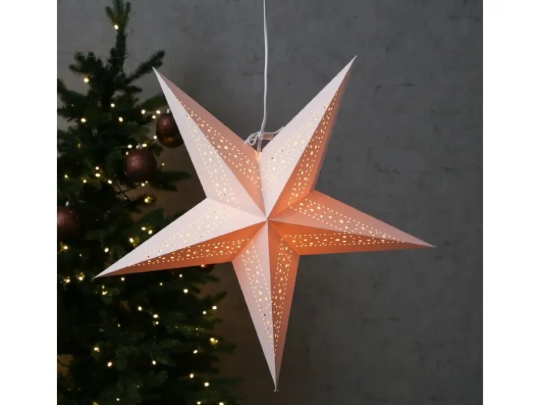 Marelida Papierstern Lea Weihnachtsstern Faltstern Leuchtstern D 55cm Inkl Kabel Weiß