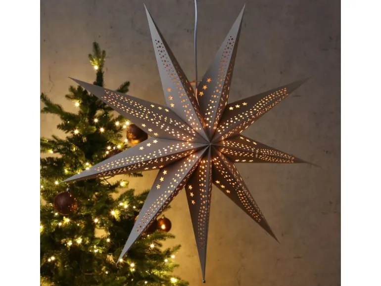 Marelida Papierstern Sara Weihnachtsstern Faltstern Leuchtstern D 69cm Inkl Kabel Braun