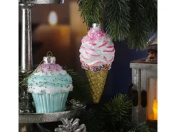 Marelida Weihnachtsbaumschmuck Eis Cupcake Muffin Mit Zuckerperlen Glas Christbaumschmuck
