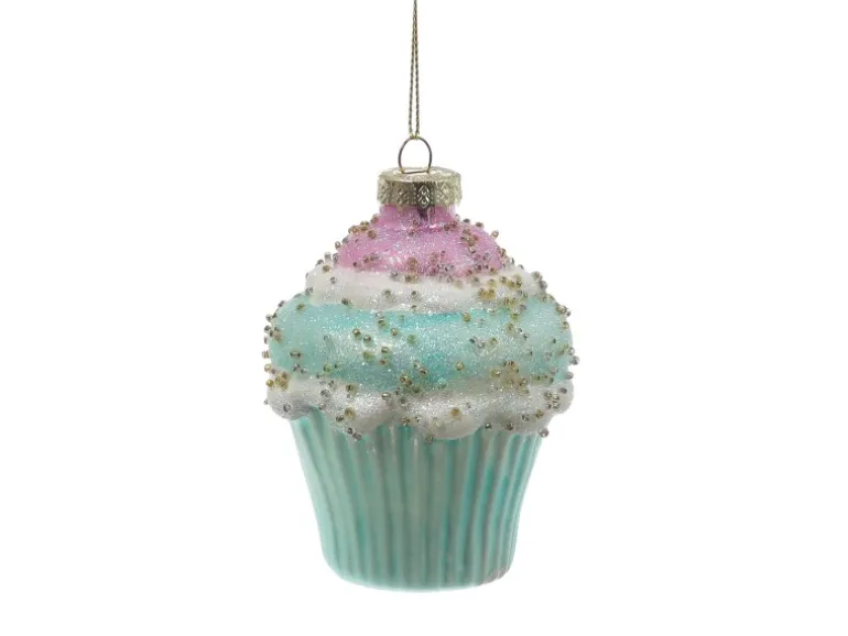 Marelida Weihnachtsbaumschmuck Eis Cupcake Muffin Mit Zuckerperlen Glas Christbaumschmuck