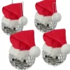 Marelida Weihnachtsbaumschmuck Discokugel Weihnachtsbaumkugel Silber Nikolausmütze 4er Set