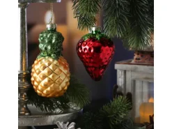 Marelida Weihnachtsbaumschmuck Ananas Erdbeere Glas Christbaumschmuck Obst Frucht