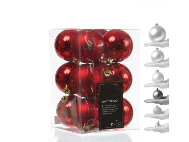 Marelida Weihnachtskugeln Baumschmuck Christbaumkugeln Bruchfest Glänzend Matt Rot 12St