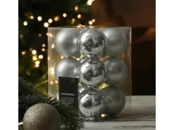 Marelida Weihnachtskugeln Christbaumkugeln Bruchfest Glänzend Matt Silber 12 Stück