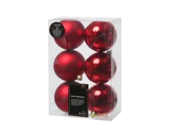 Marelida Weihnachtskugeln Baumschmuck Christbaumkugeln Bruchfest Glänzend Matt Rot 6St