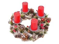 MCW Adventskranz H50 Holz Inkl. 4x Kerzen Rot