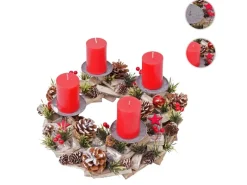 MCW Adventskranz H50 Holz Inkl. 4x Kerzen Rot