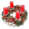 MCW Adventskranz H49 Holz Inkl. 4x Kerzen Rot