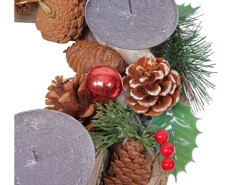 MCW Adventskranz H49 Holz Inkl. 4x Kerzen Rot