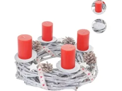 MCW Adventskranz Holz Ø 30cm mit Kerzen Rot