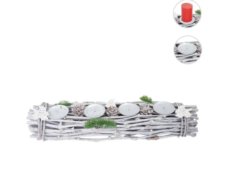 MCW Adventskranz Länglich Holz 60x16x9cm ohne Kerzen