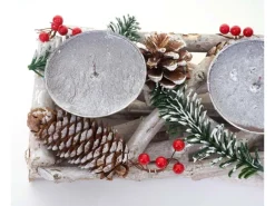 MCW Adventskranz Länglich Holz 11x15x50cm mit Kerzen Weiß