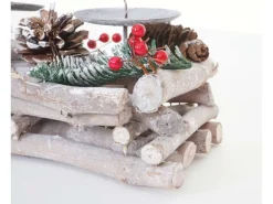 MCW Adventskranz Länglich Holz 11x15x50cm mit Kerzen Weiß