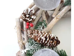 MCW Adventskranz Rund Holz Ø 35cm mit Kerzen Rot