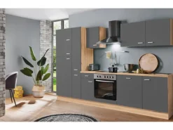 Menke Küchenzeile Artisan Classic 300 cm Graphit-Artisan Eiche Nachbildung