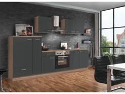 Menke Küchenzeile Artisan Classic 300 cm Graphit Artisan-Eiche Nachbildung