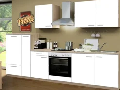 Menke Küchenzeile Classic 300 cm Weiß Melamin-Sonoma Eiche Nachbildung