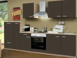 Menke Küchenzeile Classic 300 cm Lava Melamin-Sonoma Eiche Nachbildung