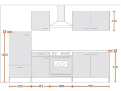 Menke Küchenzeile Classic 270 cm Weiß Melamin-Sonoma Eiche Nachbildung