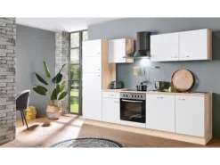 Menke Küchenzeile Classic 280 cm Weiß-Sonoma Eiche Nachbildung