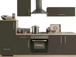 Menke Küchenzeile Premium 270 cm Lava Hochglanz-Sonoma Eiche Nachbildung