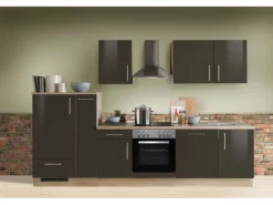 Menke Küchenzeile Premium 310 cm Lava Hochglanz-Sonoma Eiche Nachbildung