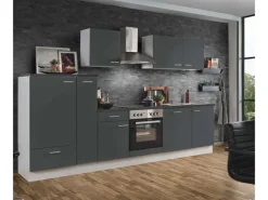 Menke Küchenzeile White Classic 310 cm Graphit-Weiß