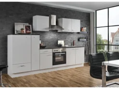 Menke Küchenzeile White Classic 300 cm Weiß-Marmor-Optik