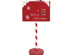 Metall-Briefkasten Rot-Weiß Merry Christmas 22 cm x 15 cm x 48 cm