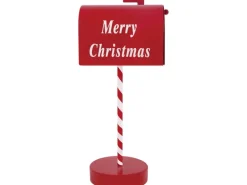 Metall-Briefkasten Rot-Weiß Merry Christmas 15 cm x 12 cm x 33,5 cm